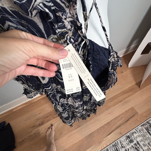 ANTHROPOLOGIE PRINTER JOHNSON Long Sleeve V-neck midi dress NWT 2x - Picture 4 of 9